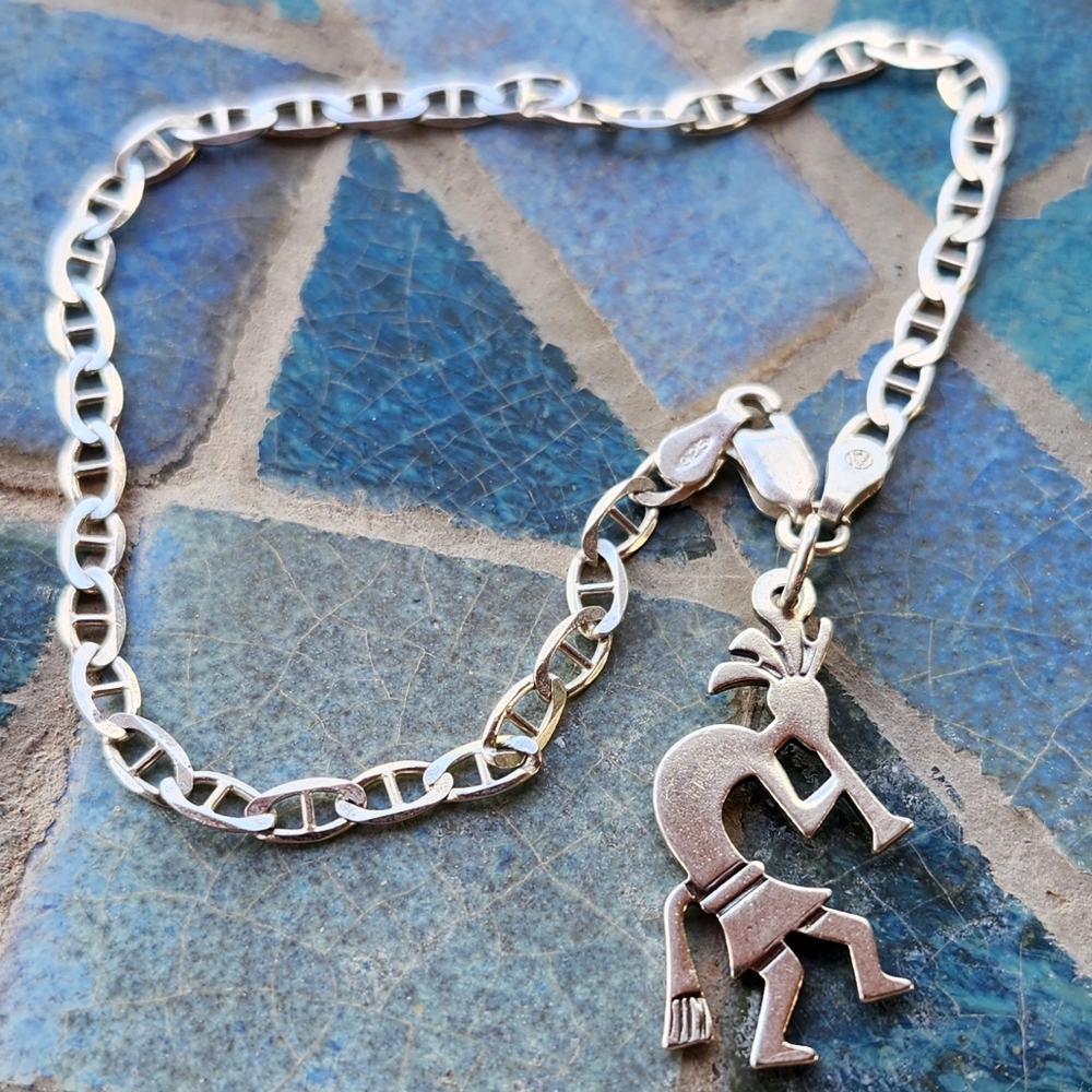 Sterling Silver Kokopelli Charm BRACELET